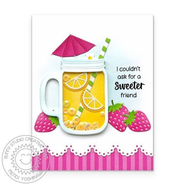 Sunny Studio Strawberry Lemonade Summer Card by Mendi Yoshikawa