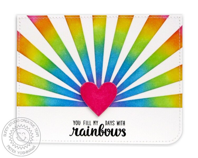 Sunny Studio Rainbow Sunray Card by Mendi Yoshikawa