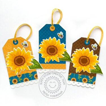 Sunny Studio Stamps Sunflower Fields Tags by Mendi Yoshikawa