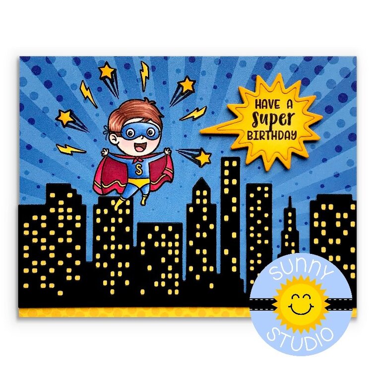 Sunny Studio Super Duper Superhero Card by Mendi Yoshikawa