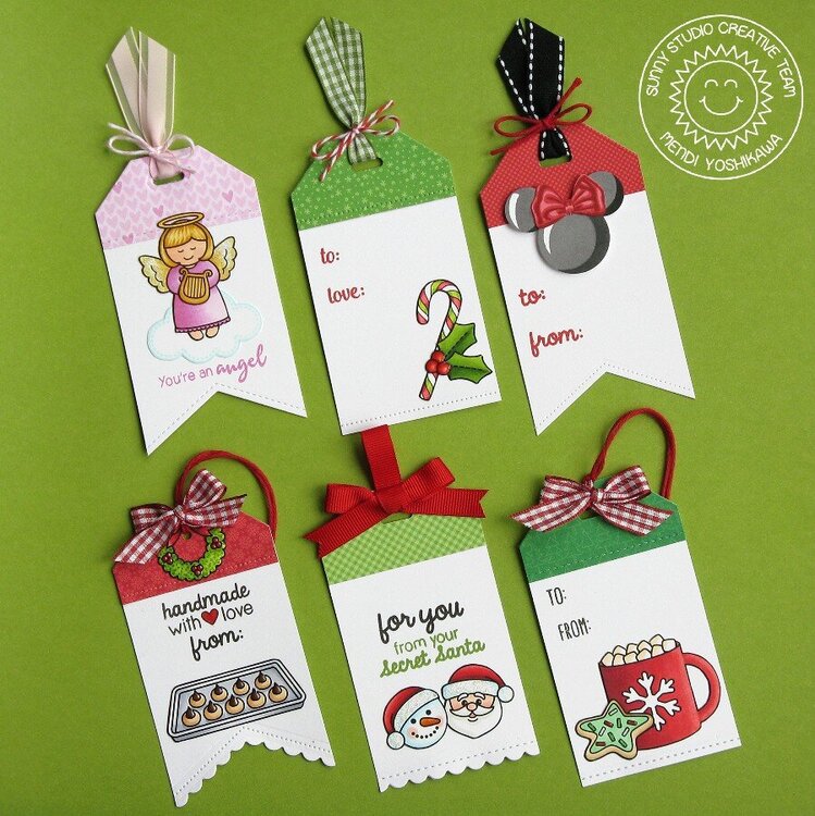 Sunny Studio Traditional Tag Toppers Holiday Tags by Mendi
