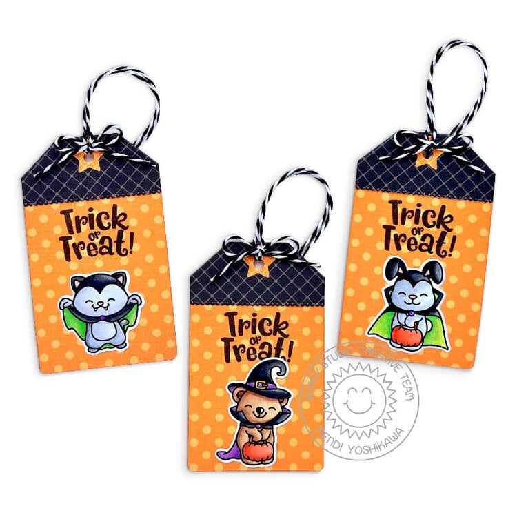 Sunny Studio Too Cute To Spook Gift Tags by Mendi Yoshikawa