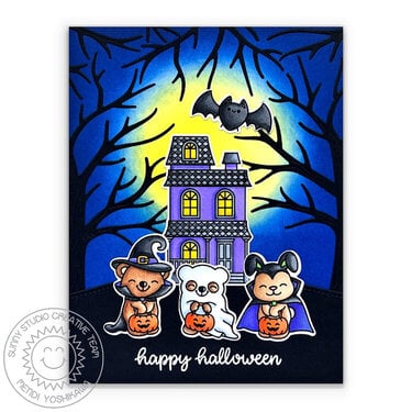 Sunny Studio Too Cute To Spook Halloween Card by Mendi Yoshikawa