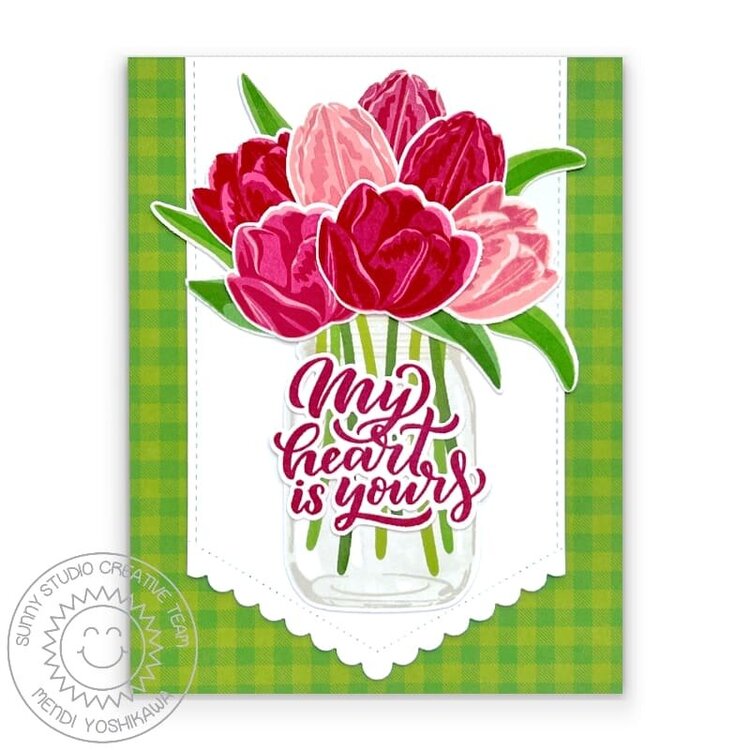 Sunny Studio Tranquil Tulips Valentine&#039;s Day Card by Mendi Yoshikawa