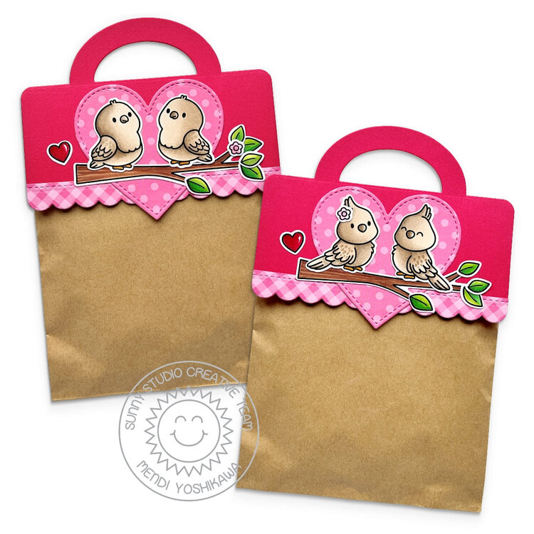 Sunny Studio Stamps Love Birds Treat Bag Topper Gift Bags