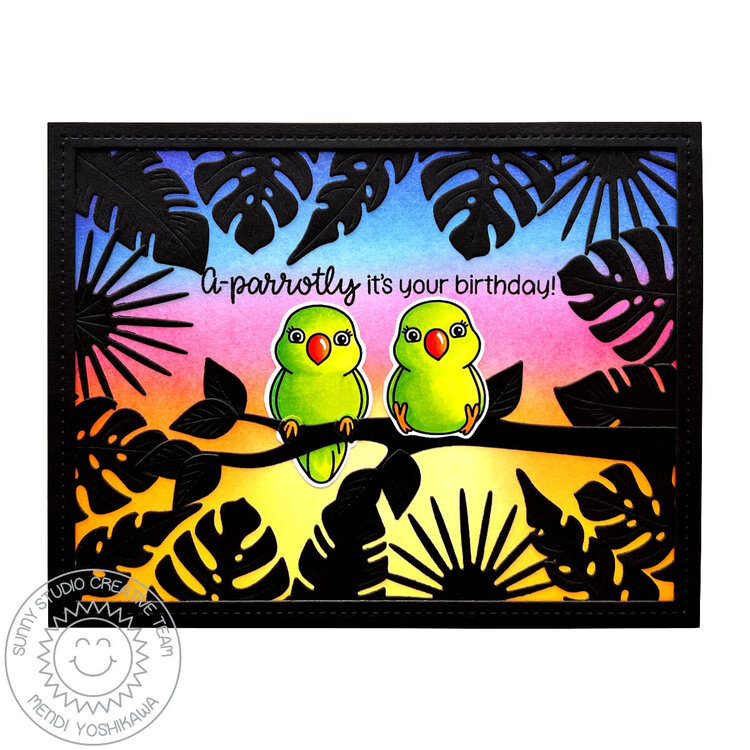 Sunny Studio Tropical Birds Parrot Card by Mendi Yoshikawa