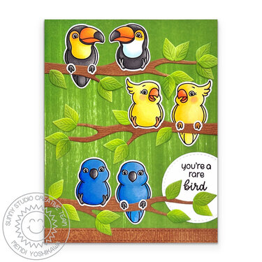Sunny Studio Tropical Birds Card by Mendi Yoshikawa