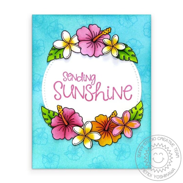Sunny Studio Tropical Paradise Hibiscus Card by Mendi Yoshikawa