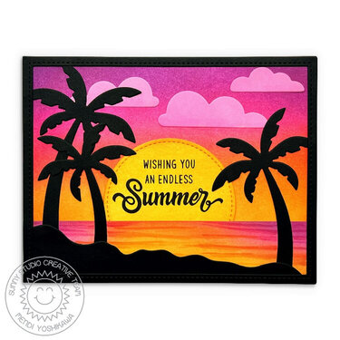Sunny Studio Tropical Summer Sunset Card by Mendi Yoshikawa