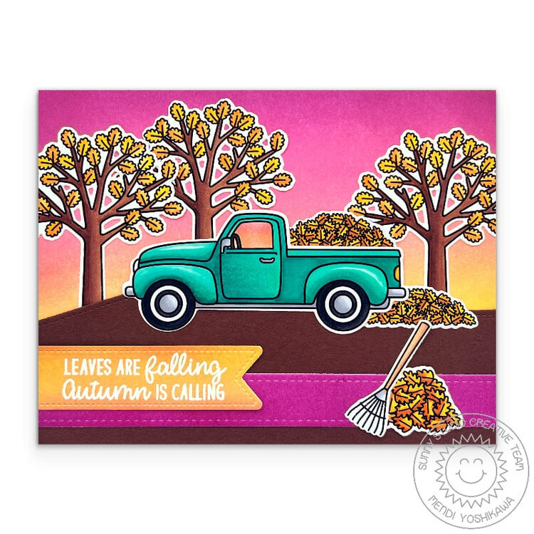 Sunny Studio Truckloads of Love Fall Card by Mendi Yoshikawa