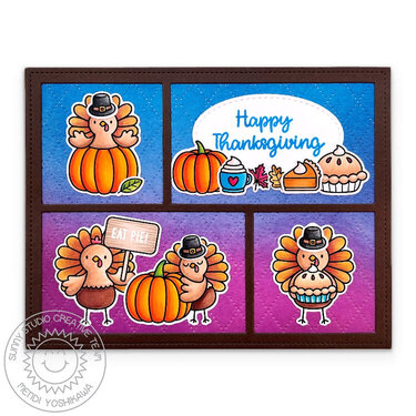 Sunny Studio Turkey Day Thanksgiving Card by Mendi Yoshikawa