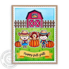 Sunny Studio Fall Turkey on Farm Card by Mendi Yoshikawa