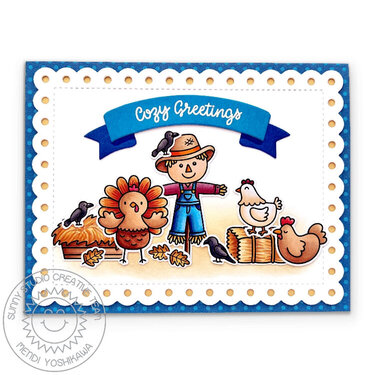 Sunny Studio Turkey Day Fall Farm Card by Mendi Yoshikawa