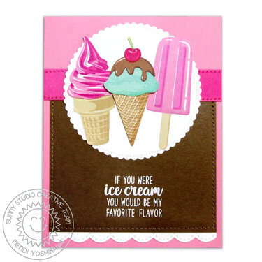 Sunny Studio Two Scoops &amp; Perfect Popsicles Card by Mendi Yoshikawa
