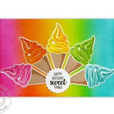 Sunny Studio Two Scoops Ice Cream Card by Mendi Yoshikawa