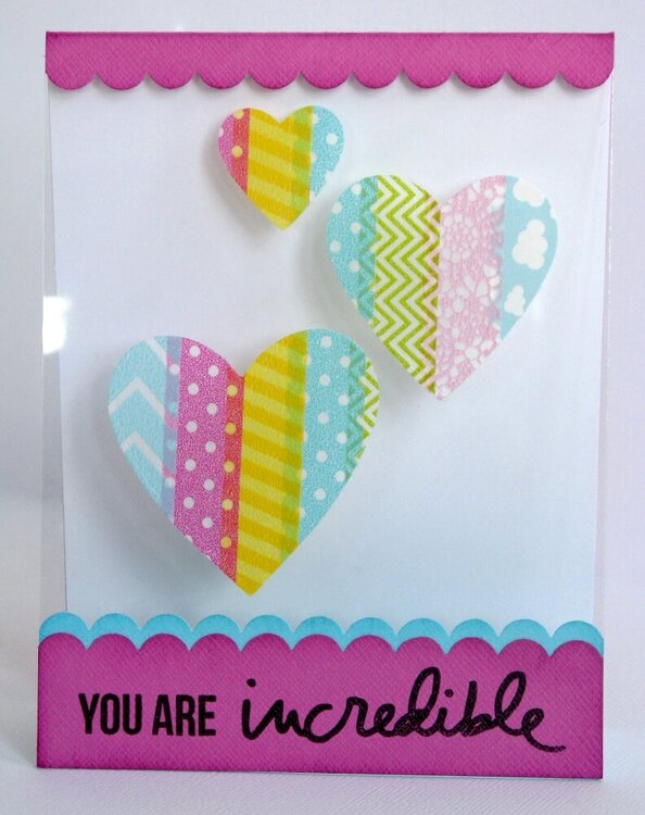 Transparency Card with Washi Tape Hearts by Mendi Yoshikawa