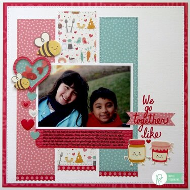 Pebbles We Go Together Valentine Layout by Mendi Yoshikawa