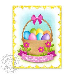 Sunny Studio Wicker Basket Easter Card by Mendi Yoshikawa