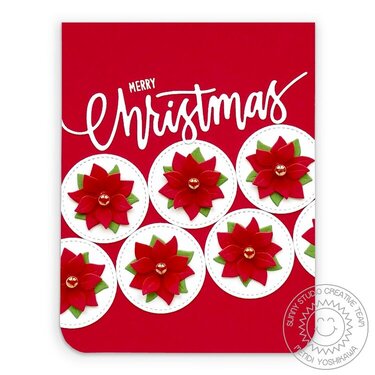 Sunny Studio Poinsettia Christmas Card by Mendi Yoshikawa