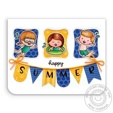 Sunny Studio Happy Summer Kids Banner Card by Mend Yoshikawa