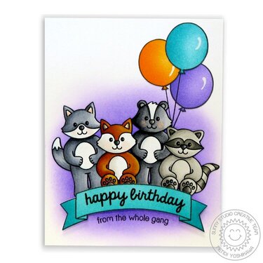 Sunny Studio Woodsy Creatures Birthday Card by Mendi Yoshikawa