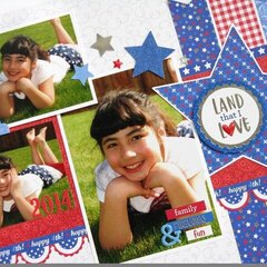 Doodlebug Yankee Doodle Scrapbook Layout by Mendi Yoshikawa