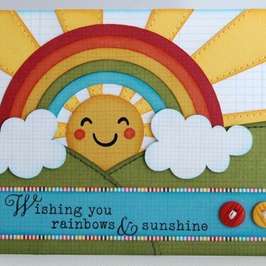 A Simple Stories Snap Studio Sunburst Rainbow Card