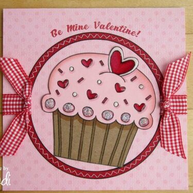 Be Mine Valentine Square Cupcake Card