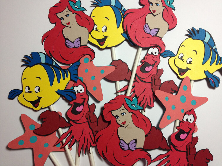 Little Mermaid and Friends Cupcake Toppers