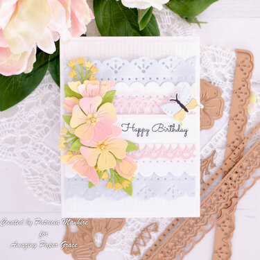 Amazing Paper Grace Romantic Slimline Borders Birthday Card