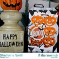 Deco Foil Halloween Embellished Favor Treat Bag with Pumpkins