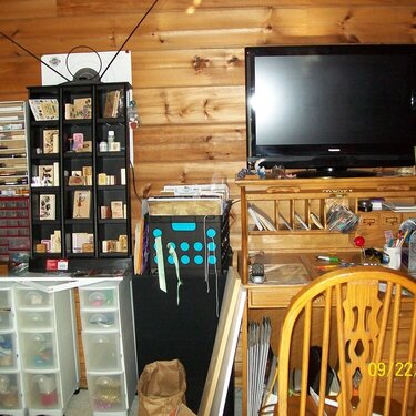 BEFORE: TV wall! Entertainment! With stamp storage.