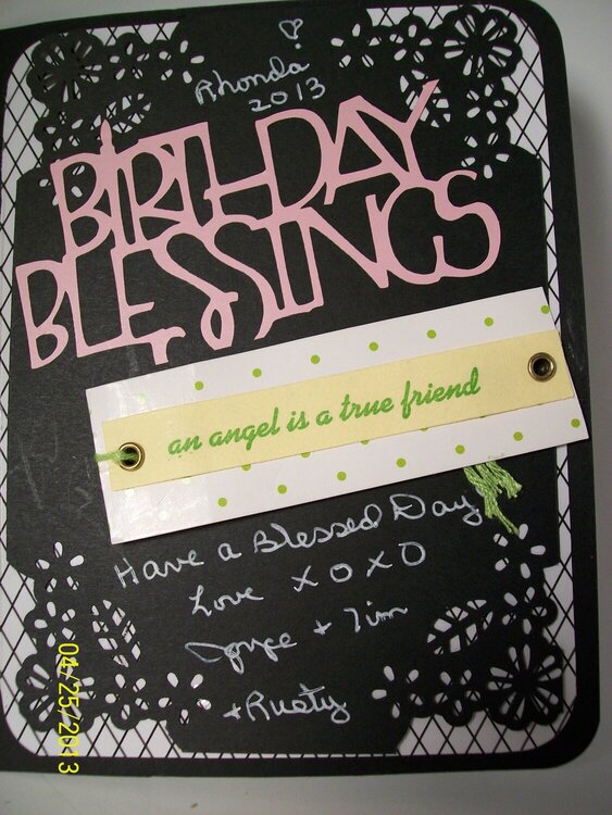 Birthday Blessings, inside right of card