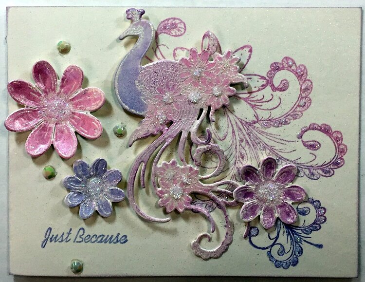 Heartfelt Creations Peacock and Daisies card