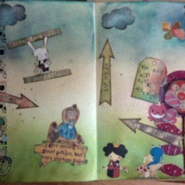 Alice in Wonderland art journal page