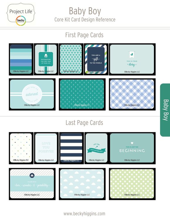 Project Life Baby Boy Core Kit Card Reference