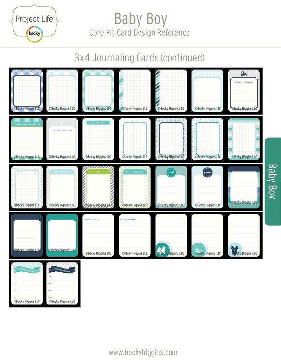 Project Life Baby Boy Core Kit Card Reference