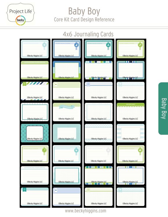 Project Life Baby Boy Core Kit Card Reference