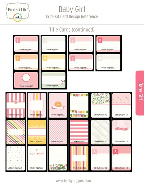 Digital Project Life Baby Girl Edition First & Last Page Cards