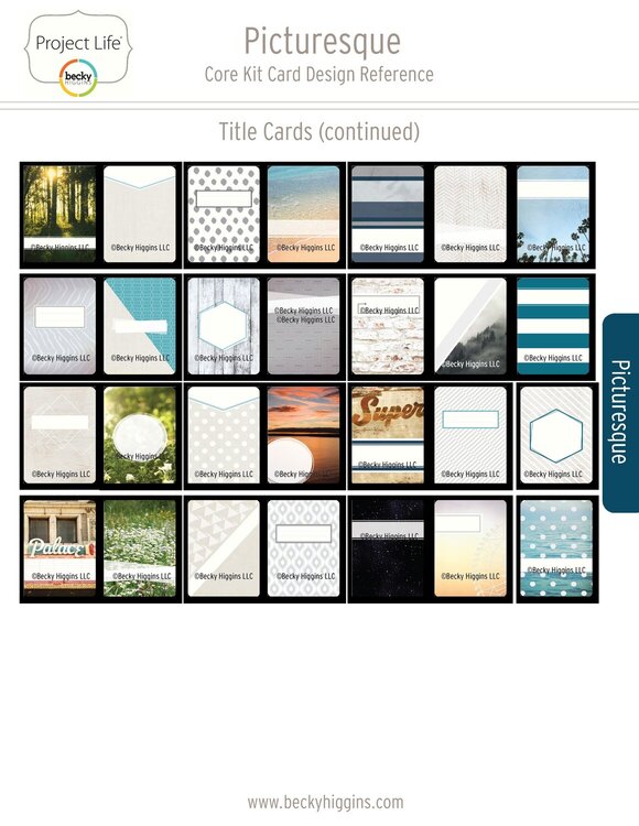 Project Life Picturesque Core Kit Card Reference