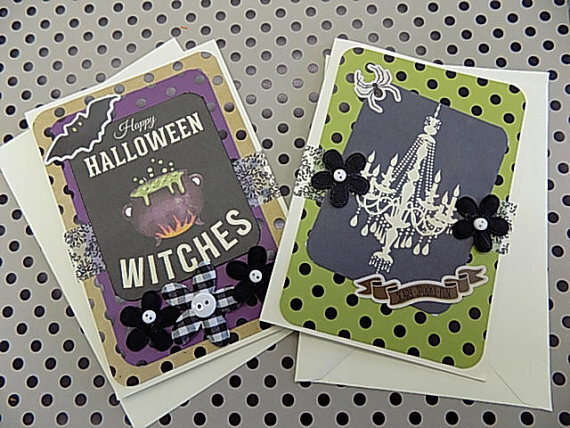 2 Halloween Cards - Happy Halloween Witches!