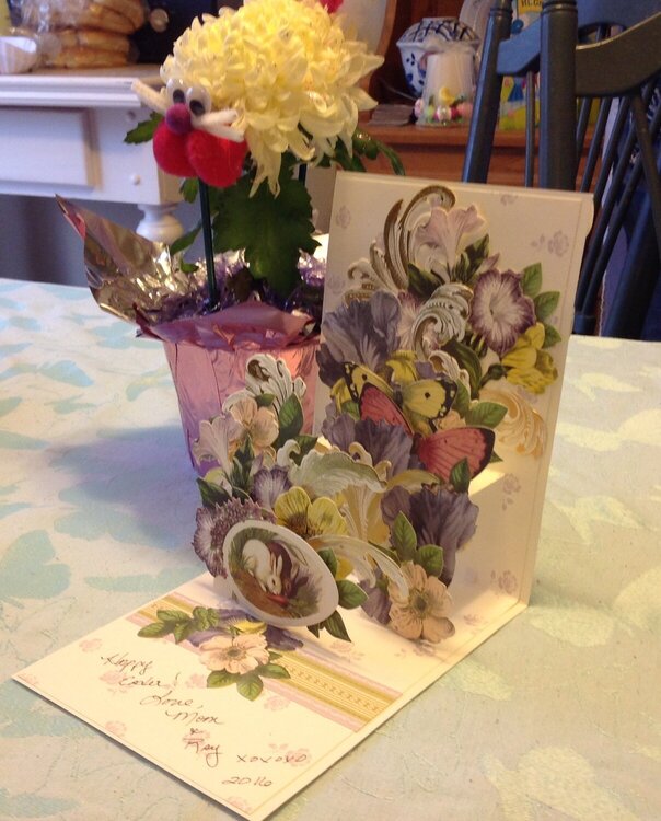 Inside of Anna Griffin Easter pop up card