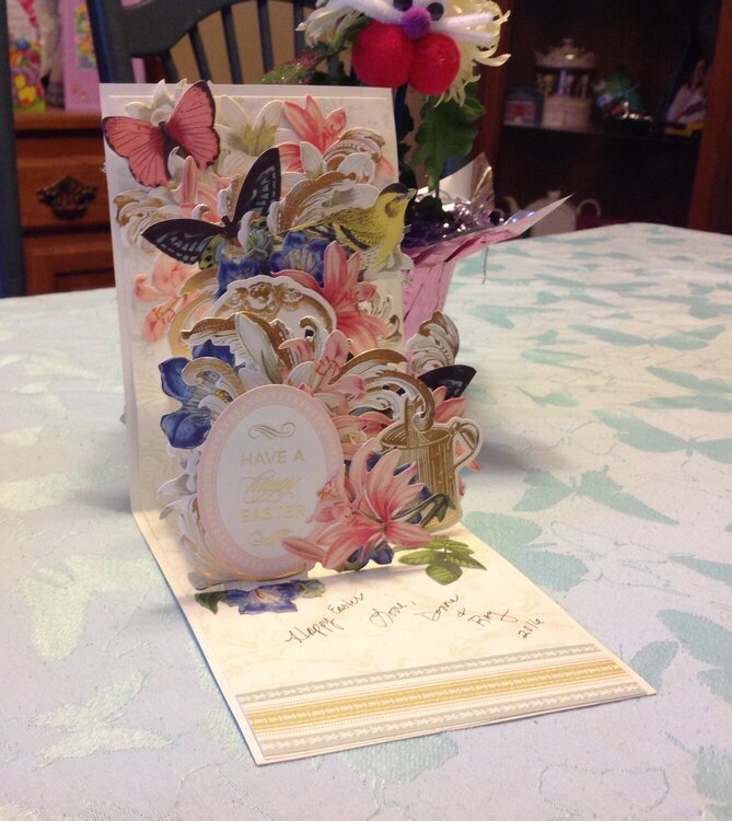 Inside of two Anna Griffin Easter pop up cards