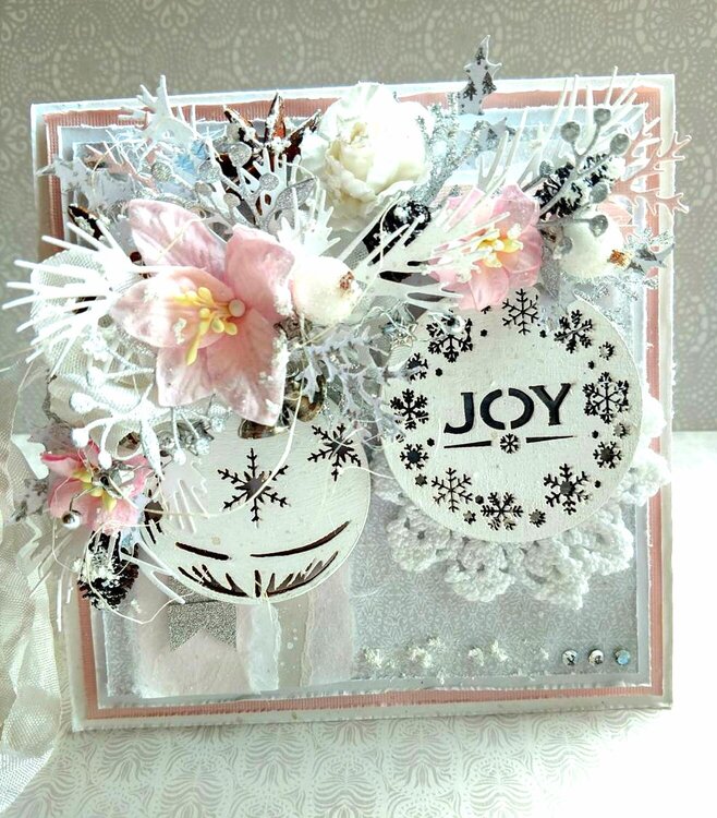 Pink and Silver Christmas Card
