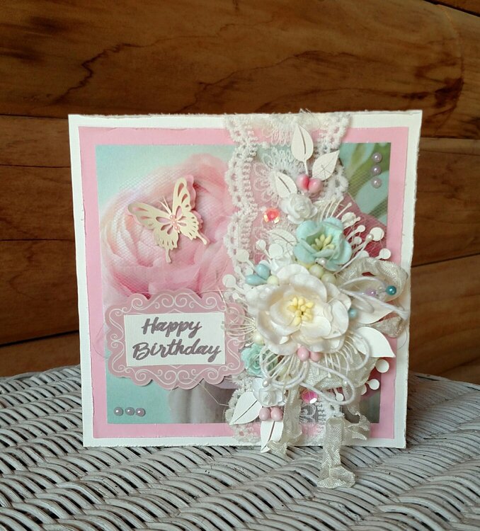 Pink Shabby Chic Birthday Card