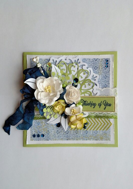 Green Shabby Chic Thinking of You Card