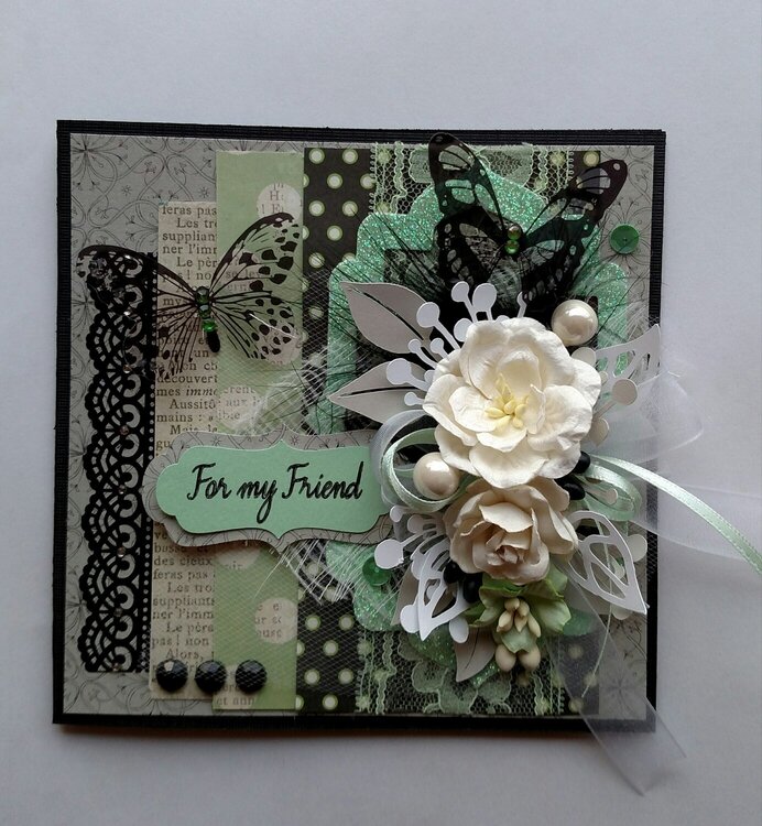 Black and Green Shabby Chic Card