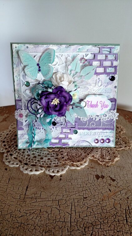 Purple Shabby Chic Thank You Card