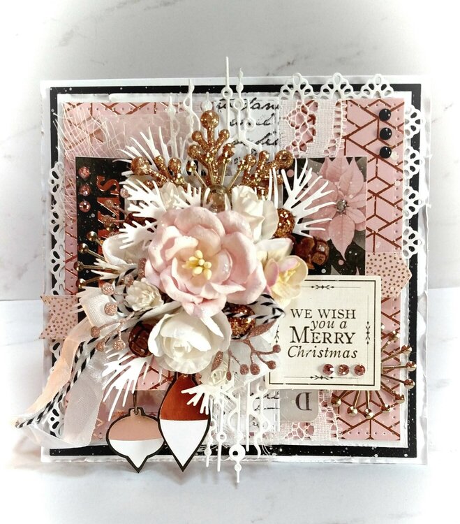 Pink and Copper Christmas Card
