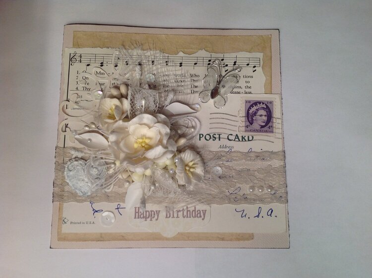 White Vintage Happy Birthday Card